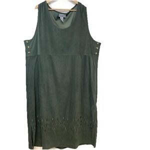 Jane Ashley Maxi‎ Jumper Dress 2X Sage Green Embroidery Scoop Neck Boho Preppy